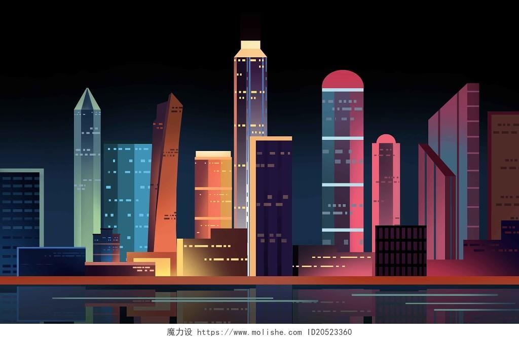城市高楼上海建筑原创插画素材